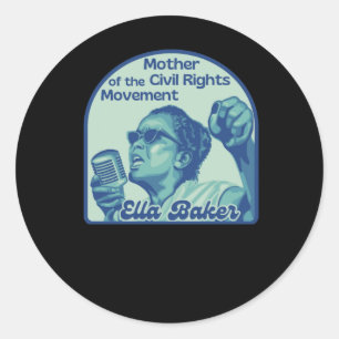 Pegatina Redonda Ella Baker Portrait - Madre De Los Derechos Civile