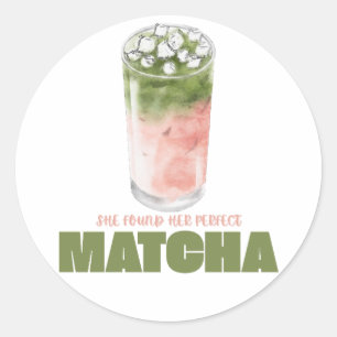 Pegatina Redonda Ella encontró su diseño de matcha perfecto   Monad