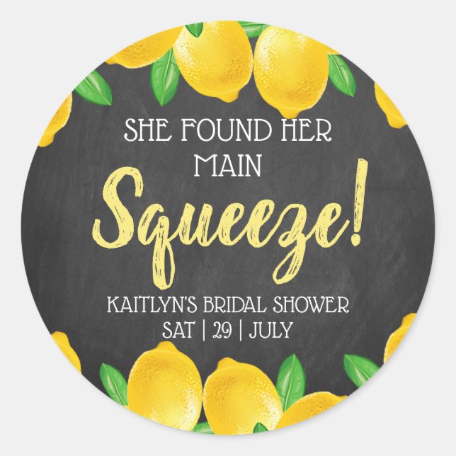 Pegatina Redonda Ella Encontró Su Limonada Bridal Shower (Anverso)