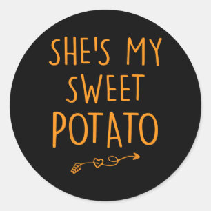 Pegatina Redonda Ella es mi batata dulce I Yam Set Couples Thanksgi