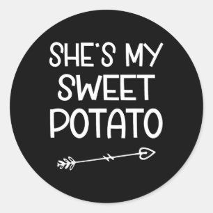 Pegatina Redonda Ella es mi batata dulce y el día de gracias
