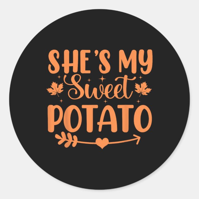 Pegatina Redonda Ella es mis parejas de Acción de Gracias de otoño  (Anverso)