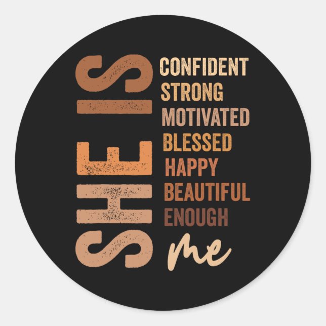 Pegatina Redonda Ella Es Seguramente Fuerte Motivada Por La Histori (Anverso)