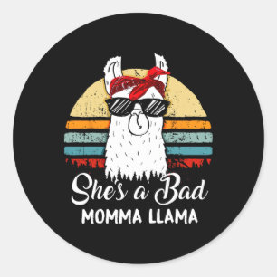 Pegatina Redonda Ella es una madre retro divertida de la mamá de la