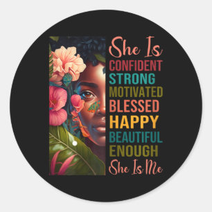 Pegatina Redonda Ella Es Yo Una Historia Negra Bendita Con Fuerte E