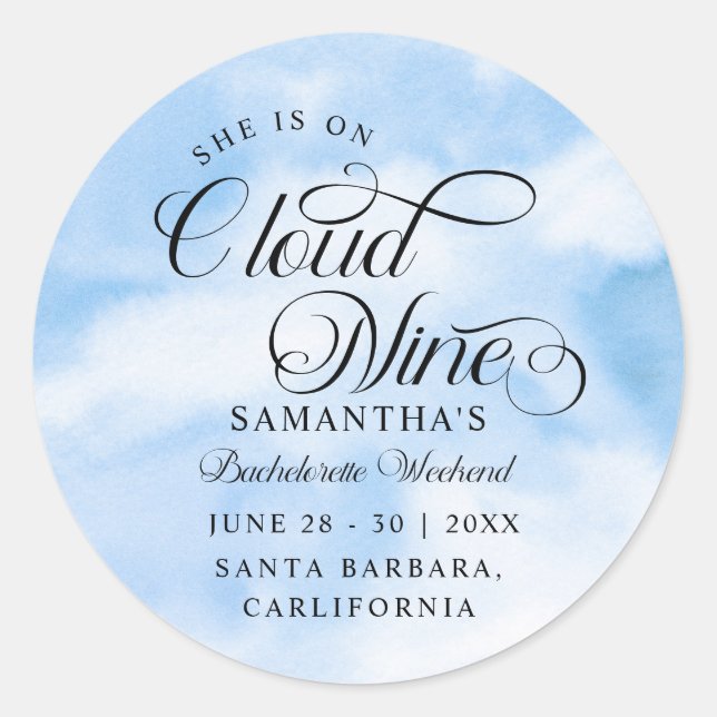 Pegatina Redonda Ella está en la gloria Fin de semana de soltera mo (Anverso)