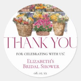 Pegatina Redonda Ella Está Fuera Del Mercado Flores Tienda de flore