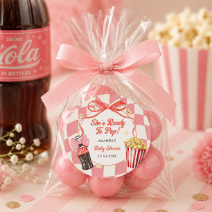 Pegatina Redonda Ella Está Lista Para Nacer Soda Cola Retro Rosa Du