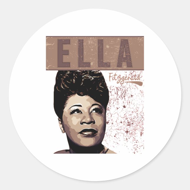 Pegatina Redonda Ella Fitzgerald (Anverso)