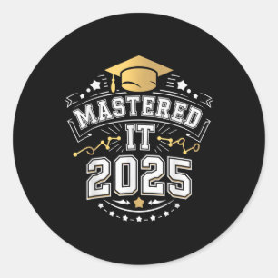 Pegatina Redonda Ella lo dominó Gif de graduación de maestría 2025
