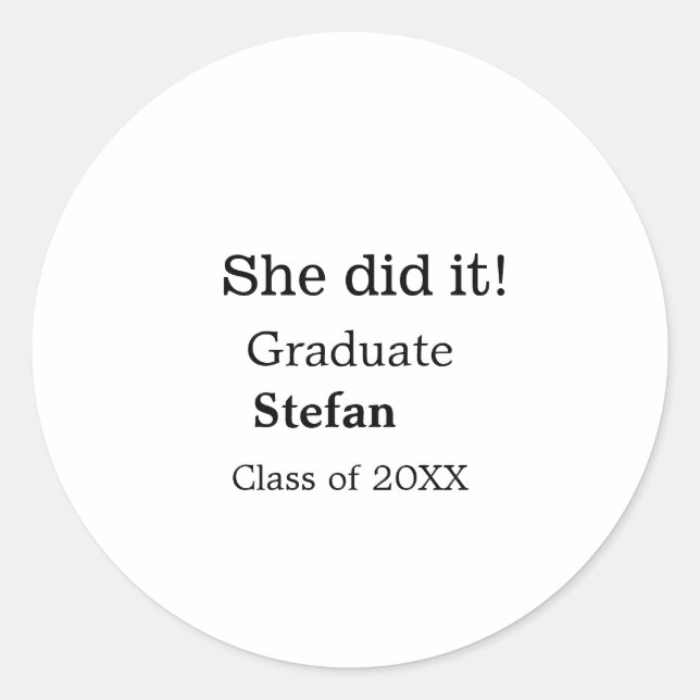 Pegatina Redonda Ella lo hizo graduada clase de nombres agregados d (Anverso)