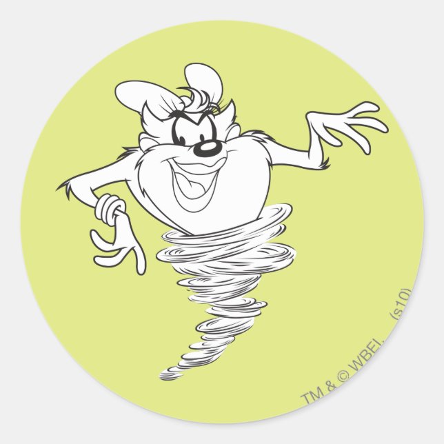 Pegatina Redonda Ella-malvada negra y blanca (Anverso)