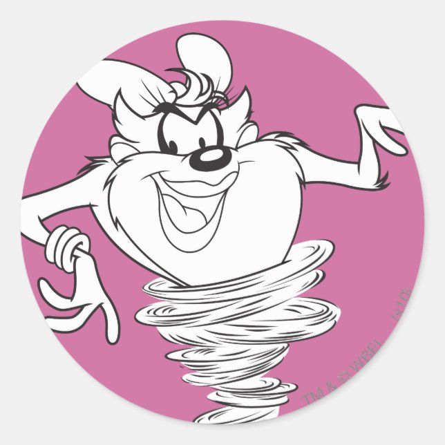 Pegatina Redonda Ella-malvada negra y blanca (Anverso)