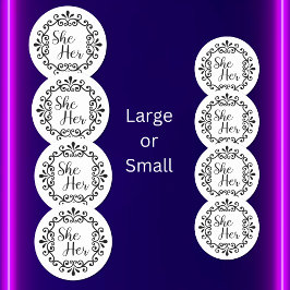 Pegatina Redonda Ella Su Marco Alegre