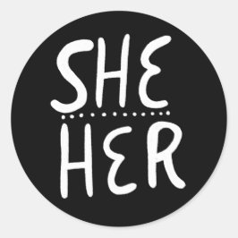 Pegatina Redonda ELLA / SU Pronouns BLack Handlettering Set de