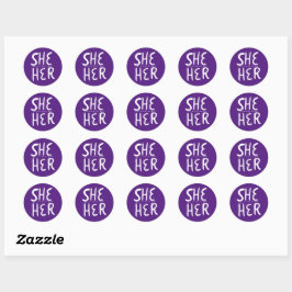 Pegatina Redonda ELLA / SU Pronouns Purple Handlettering Set de