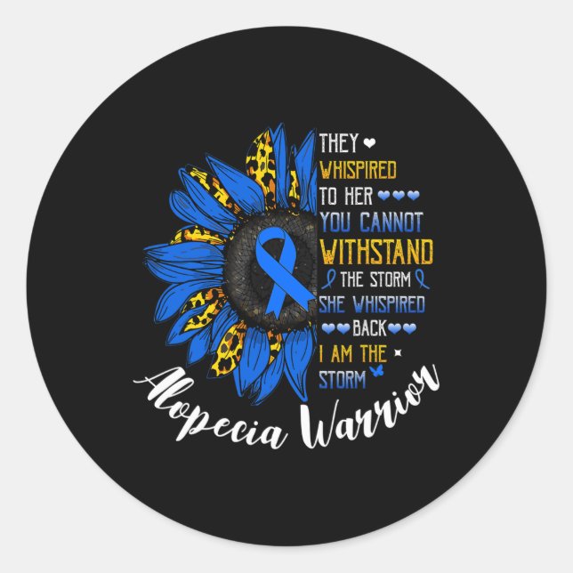 Pegatina Redonda Ella Susurró Que Yo Soy La Tormenta Alopecia Areat (Anverso)