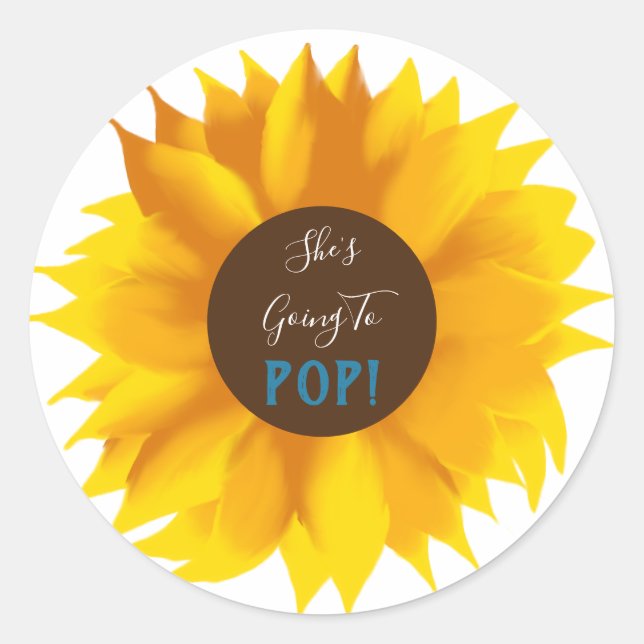 Pegatina Redonda Ella va a pop Sunflower Pegatinas (Anverso)