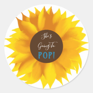 Pegatina Redonda Ella va a pop Sunflower Pegatinas