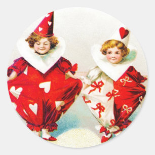 Pegatina Redonda Ellen H. Clapsaddle Pierrot Children