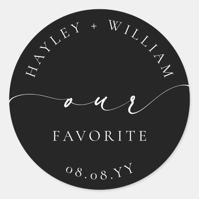 Pegatina Redonda Ellesmere Negro Nuestro Favorito (Anverso)