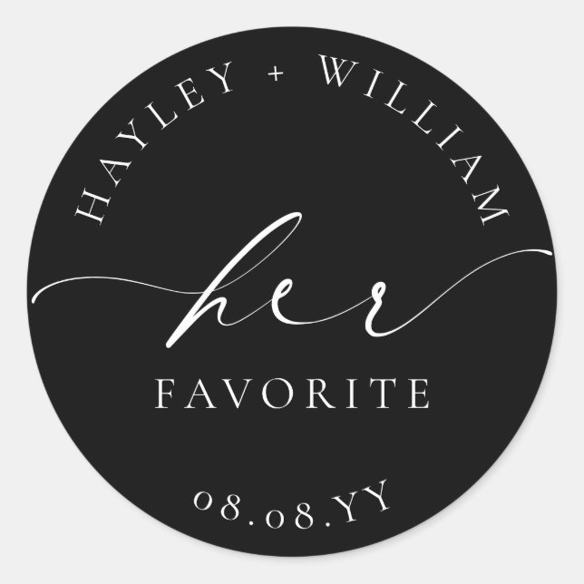 Pegatina Redonda Ellesmere negro su favorito (Anverso)