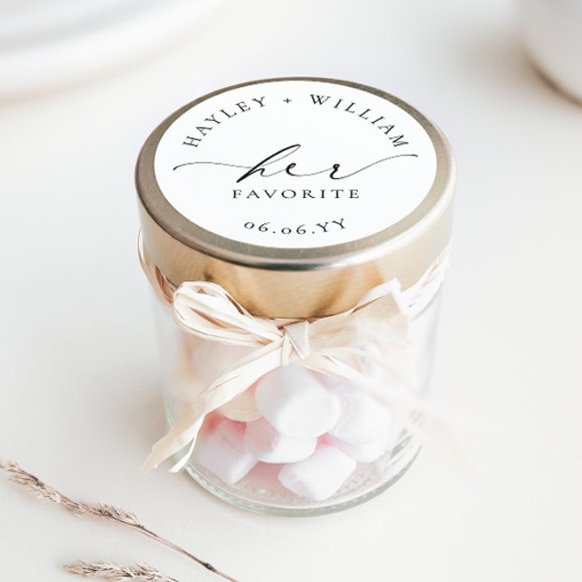 Pegatina Redonda Ellesmere Su Favorito (Ellesmere Her Favorite Wedding Favors Sticker)