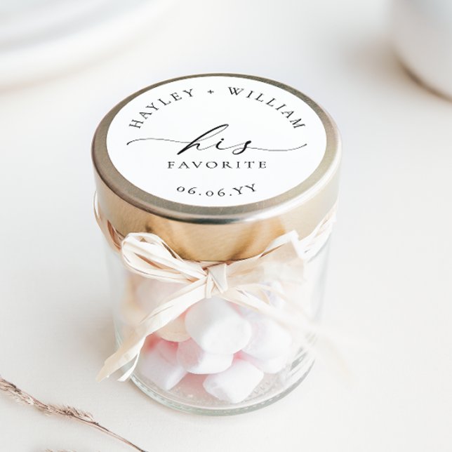 Pegatina Redonda Ellesmere Su Favorito (Ellesmere His Favorite Wedding Favors Sticker)