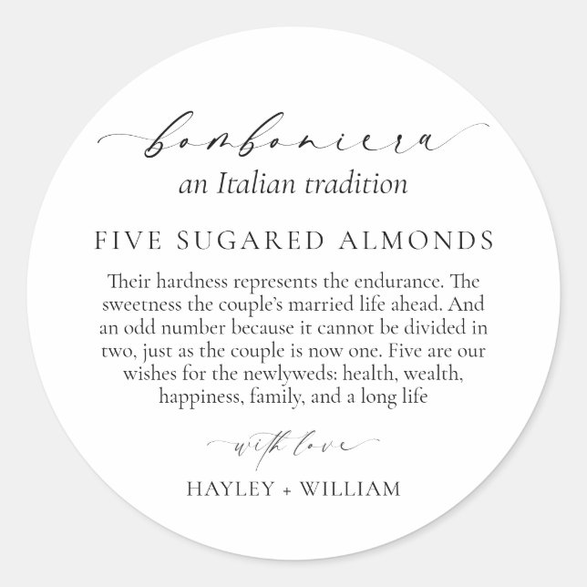 Pegatina Redonda Ellesmere Una Tradición Italiana 5 Almendras De Az (Anverso)