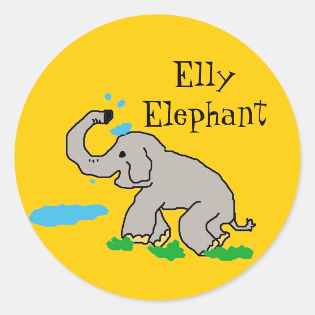 Pegatina Redonda Elllyelephant, elly Elephant (Anverso)