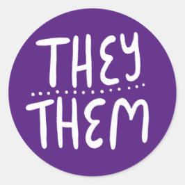 Pegatina Redonda ELLOS / ELLOS Pronouns Purple Handlettering Set de