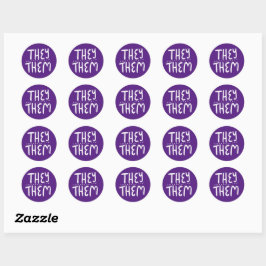 Pegatina Redonda ELLOS / ELLOS Pronouns Purple Handlettering Set de