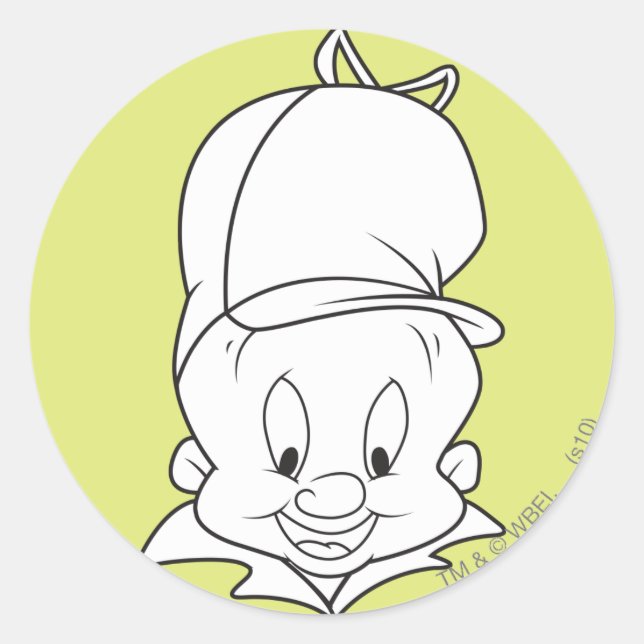 Pegatina Redonda ELMER FUDD™ Head Shot (Anverso)