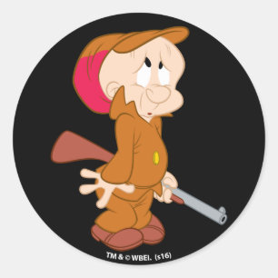 Pegatina Redonda ELMER FUDD™   Pose de Espanto