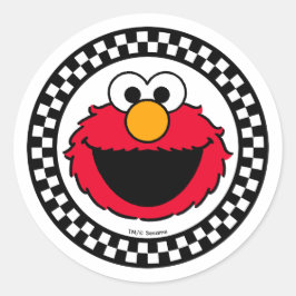 Pegatina Redonda Elmo a cuadros de Sesame Street