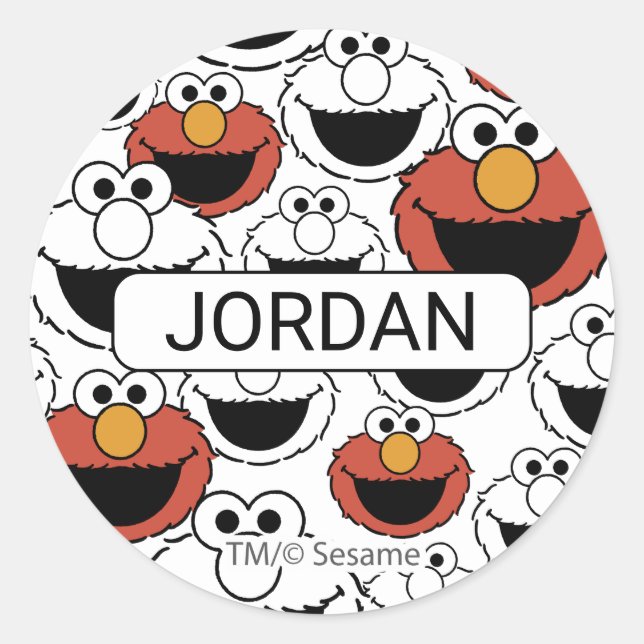 Pegatina Redonda Elmo Color Pop Face Pattern (Anverso)