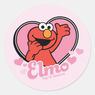Pegatina Redonda Elmo en Heart Valentine