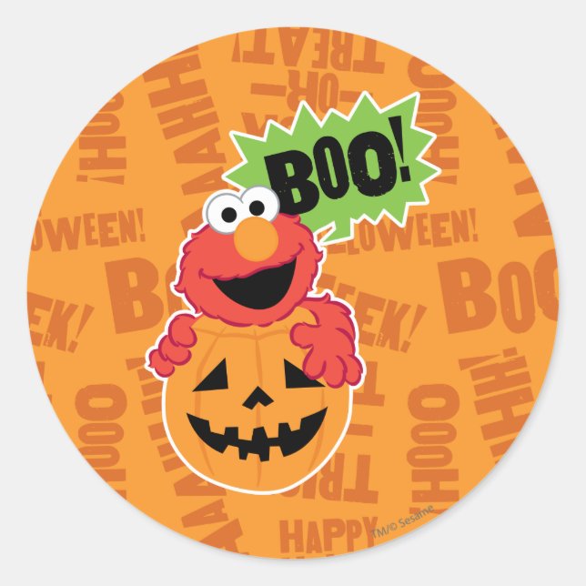 Pegatina Redonda Elmo Feliz Halloween Boo (Anverso)