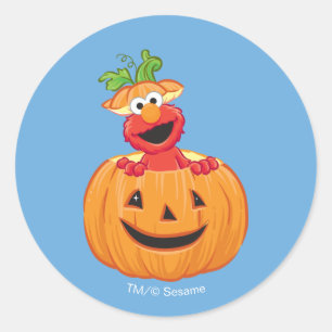 Pegatina Redonda Elmo Jack-O-Lantern de Halloween