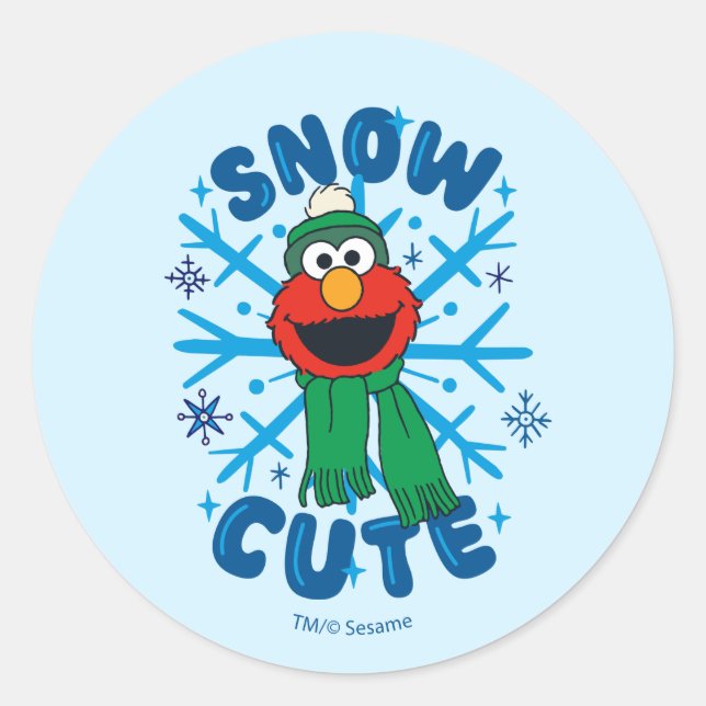 Pegatina Redonda Elmo Snow Cute (Anverso)