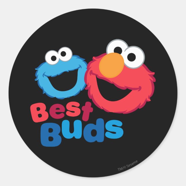 Pegatina Redonda Elmo y Cookie Besties (Anverso)