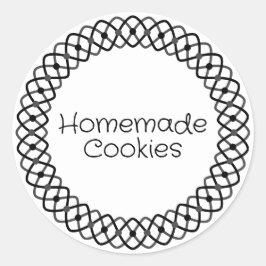 Pegatina Redonda Embalaje de cajas de panadería en blanco y negro