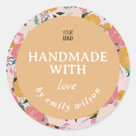 Pegatina Redonda Embalaje de color acuático de color floral hecho a