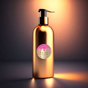 Pegatina Redonda Embalaje de manteca corporal con goteras rosadas G