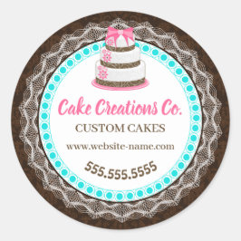 Pegatina Redonda Embalaje elegante de pasteles personalizado