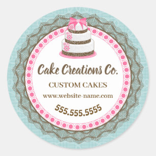 Pegatina Redonda Embalaje elegante de pasteles personalizado
