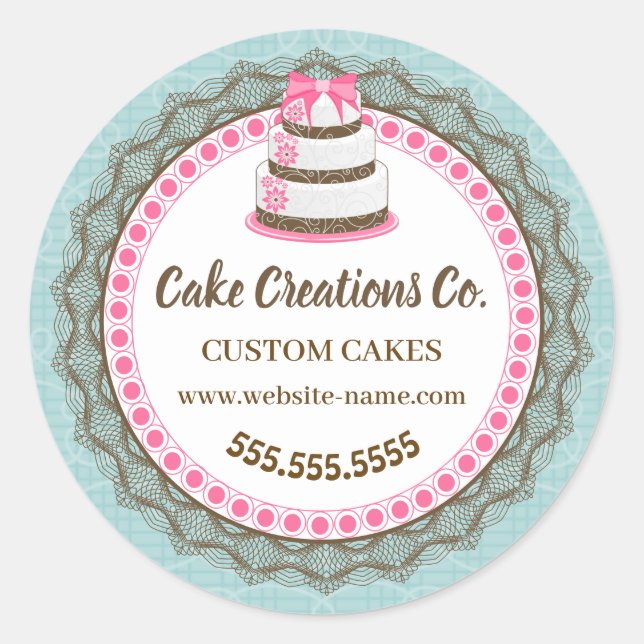 Pegatina Redonda Embalaje elegante de pasteles personalizado (Anverso)