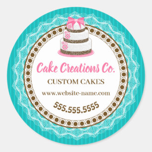 Pegatina Redonda Embalaje elegante de pasteles personalizado