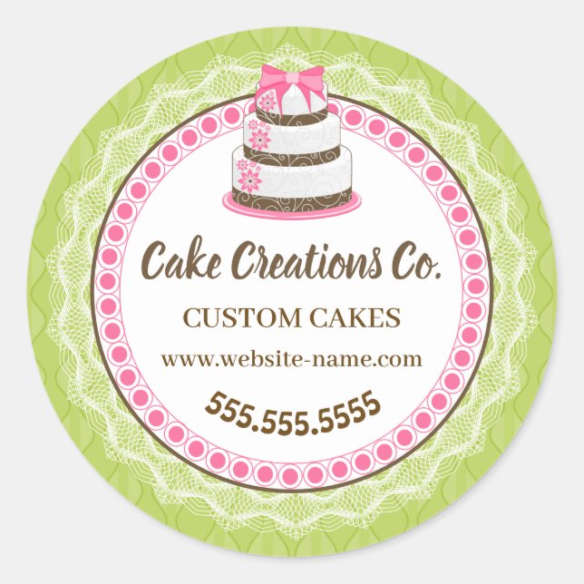 Pegatina Redonda Embalaje elegante de pasteles personalizado (Anverso)