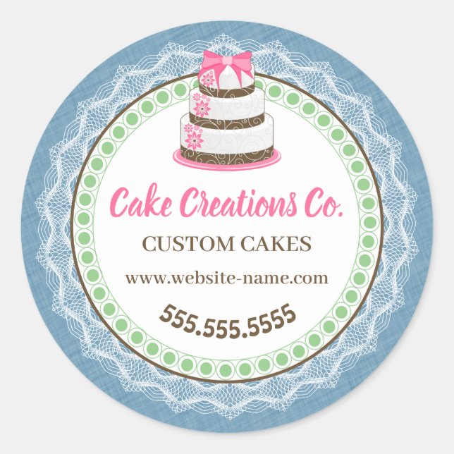 Pegatina Redonda Embalaje elegante de pasteles personalizado (Anverso)